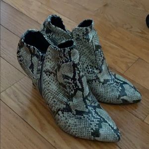 Franco Sarto Snake Print Leather Booties
